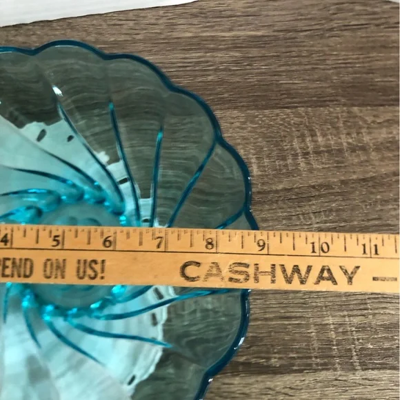 Vtg Hazel Atlas Colonial Swirl Capri Blue Serving Set - Picture 6 of 15